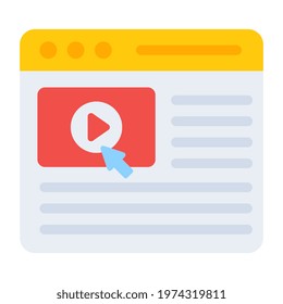 A flat design, icon of web video