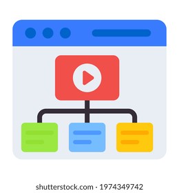 A flat design, icon of web video network