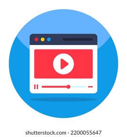 Flat design icon of web video 