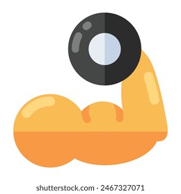 A flat design icon of weightlifting m