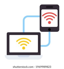A flat design, icon of wifi connection