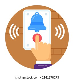 A Flat Design Icon Of Wireless Doorbell 

