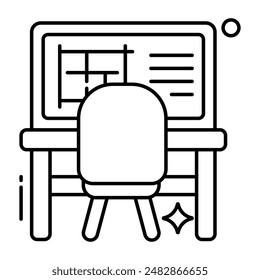 A flat design icon of workplace