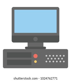 A flat design icon of workstation or computer desk
