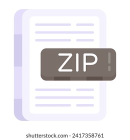 A flat design icon of zip file

