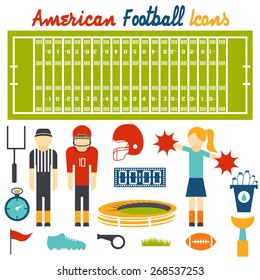 flat design icons of american football