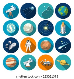 Flat design icons of astronomy. Vector icons.#1