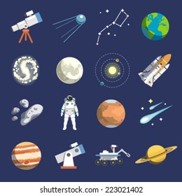 Flat design icons of astronomy. Vector icons. #2