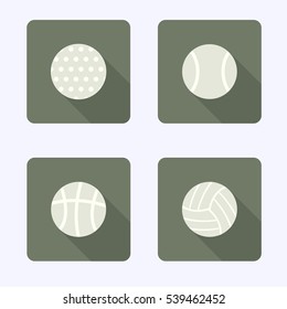 Flat Design Icons, Ball Games, Collection