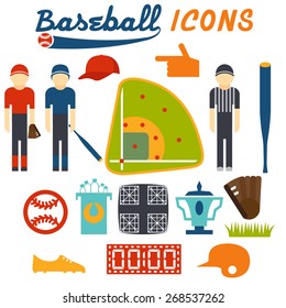 flat design icons of baseball