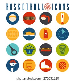 flat design icons of basketball