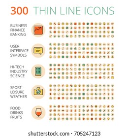 Flat design icons for business, technology, industrial, user interface, food and drinks. Vector illustration.