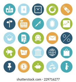 Flat design icons for business. Vector illustration.