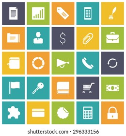 Flat design icons for business. Vector illustration.