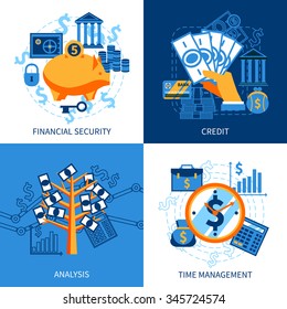 Flat Design Icons Concept Set Of Financial Security Crediting And Management Vector Illustration 