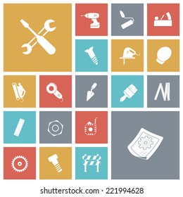 Flat design icons for construction and industrial. Vector illustration.