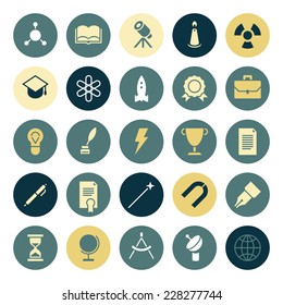 Flat design icons for education and science. Vector illustration.