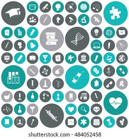 Flat design icons for education, science and medical. Vector illustration.