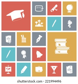 Flat design icons for education. Vector illustration.