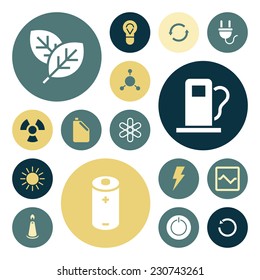 Flat design icons for energy and ecology. Vector illustration.