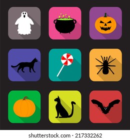 Flat design icons for Halloween