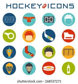 flat design icons of hockey