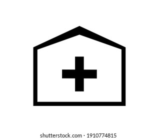 Flat design icons of the house with a cross, a roof (hospital). Vector.