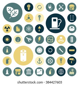 Flat design icons for industrial, energy and ecology. Vector illustration.