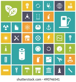 Flat design icons for industrial, energy and ecology. Vector illustration.