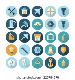 Flat design icons for industrial. Vector eps10 with transparency.