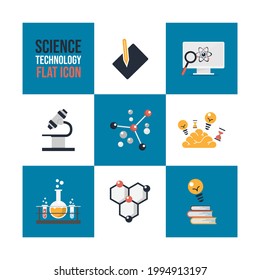 Flat design icons infographic science vector image. Science and Laboratory icons. For presentation, graphic design, mobile application, web design, infographics. Vector illustration
