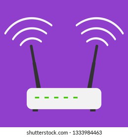 Flat design icons Internet wifi router on violet background