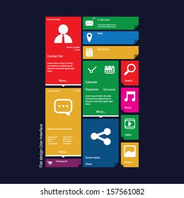 Flat design icons layout vector illustration suitable for web design or smartphone/tablet graphic user interface