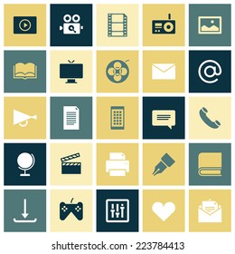 Flat design icons for media. Vector illustration.