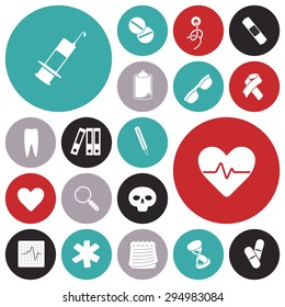 Flat design icons for medical. Vector illustration.