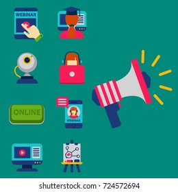 Flat design icons online education staff training book store distant learning knowledge vector illustration