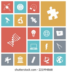 Flat design icons for science. Vector illustration.