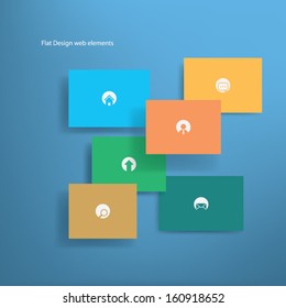 Flat design icons set for modern websites. Complete template in various colors. Eps10 vector illustration