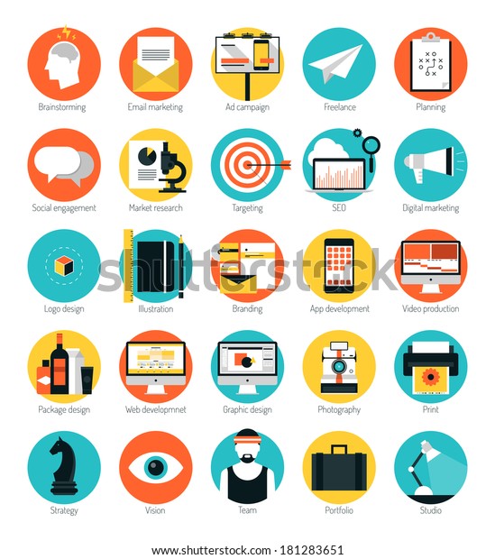 Flat Design Icons Set Modern Style Stock Vector Royalty Free
