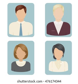Flat design icons set. Stylish avatars for profile page, social network, social media. Vector illustration.