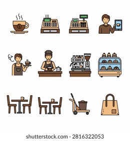 Flat design icons showing different modes of travel and transportation from past eras