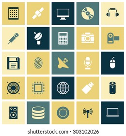 Flat design icons for technology and devices. Vector illustration.