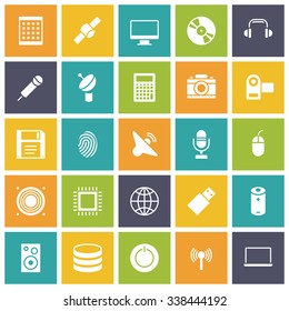 Flat design icons for technology and devices. Vector illustration.