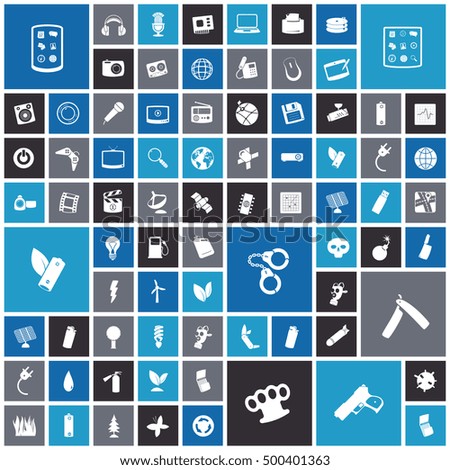 Flat design icons for technology, energy and miscellaneous items. Vector illustration.