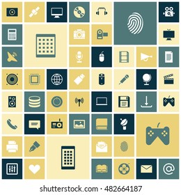 Flat design icons for technology and media. Vector illustration.