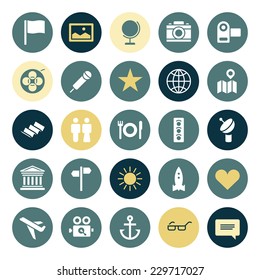 Flat design icons for travel and leisure. Vector illustration.