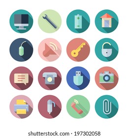 Flat Design Icons For User Interface. Vector illustration eps10, transparent shadows.