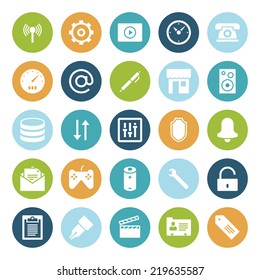 Flat design icons for user interface. Vector illustration.