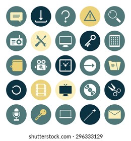 Flat design icons for user interface. Vector illustration.