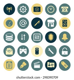 Flat design icons for user interface. Vector illustration.